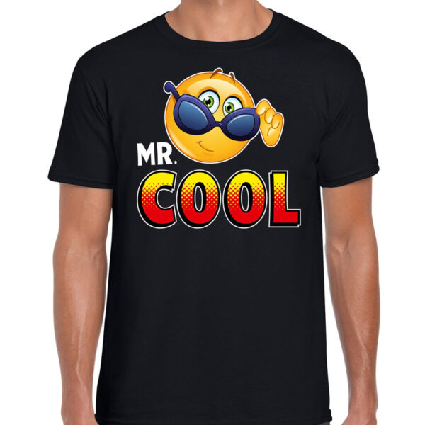 Mr.Cool funny emoticon shirt heren zwart