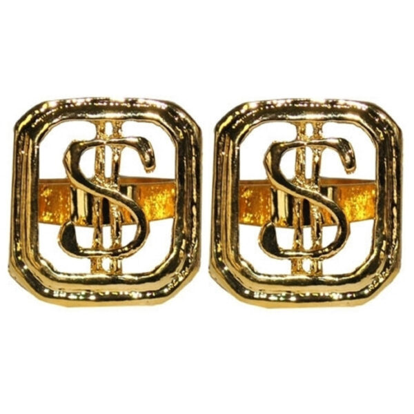 Carnaval/verkleed spullen - 2x stuks - Gouden dollar ring verstelbaar - sieraden