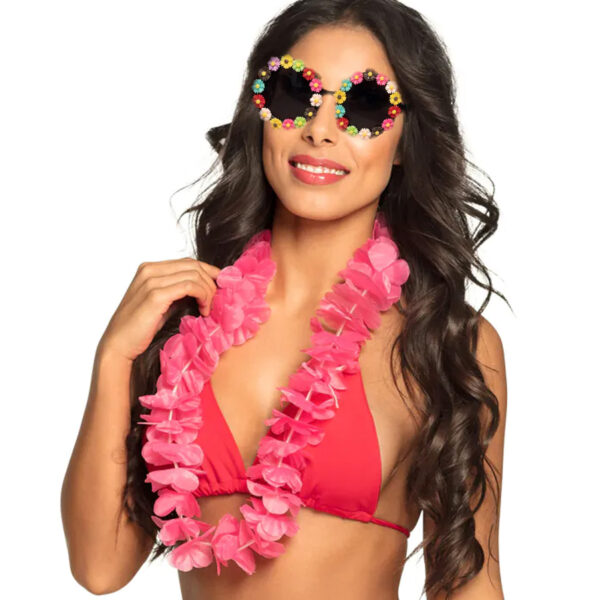 Tropische Hawaii party verkleed set - flowers zonnebril met bloemkrans