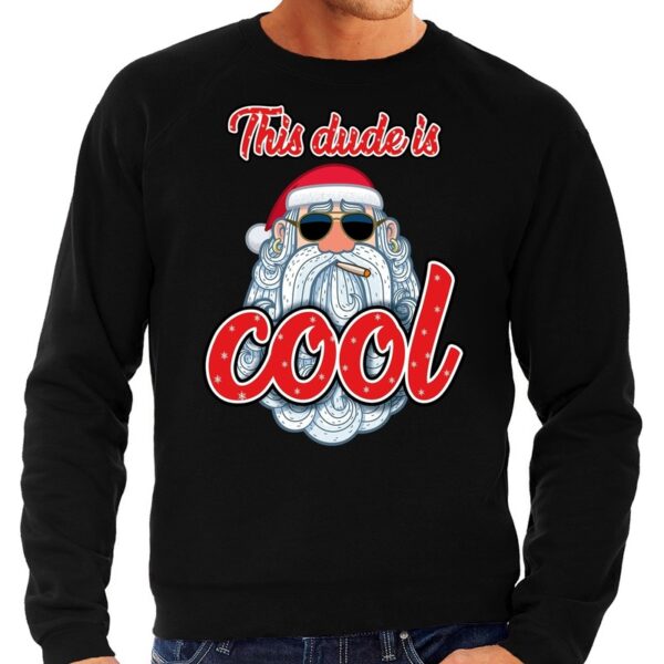 Zwarte foute kersttrui / sweater coole kerstman this dude is cool voor heren