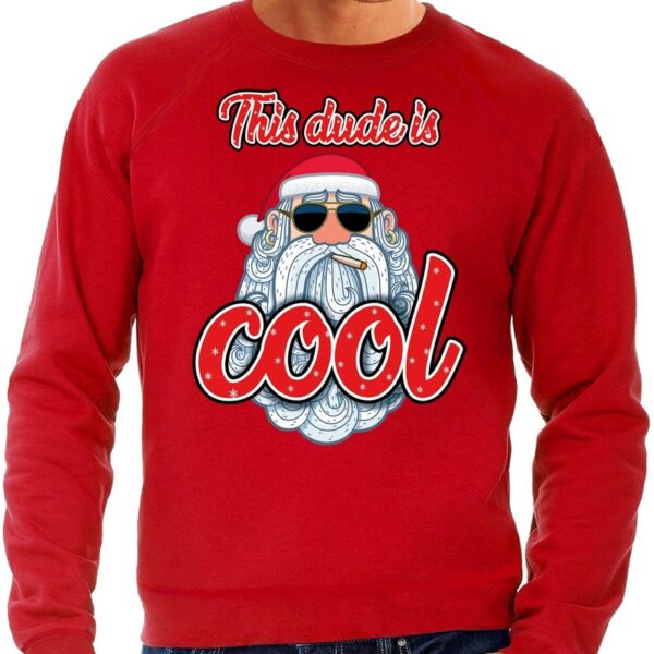 Foute kerstborrel trui / kersttrui this dude is cool / stoere santa rood voor heren