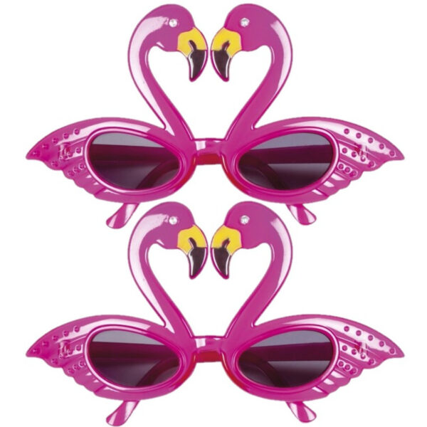 Flamingo feest zonnebril voor volwassenen - 4x stuks - Hawaii Tropische thema feestartikelen - Roze