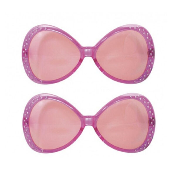2x stuks diamant verkleed zonnebril roze