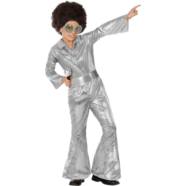 Atosa Disco Fever jumpsuit - zilver - voor kinderen - 2-delig
