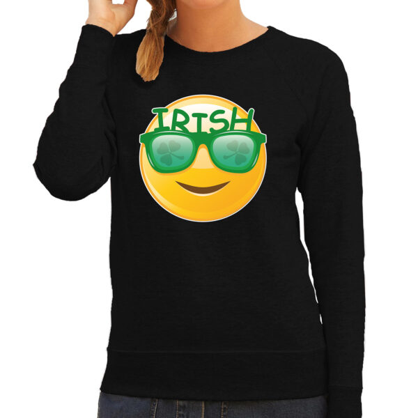Irish Smilemet zwarte zonnebril feest sweater/ outfit zwart voor dames - St. Patricksday