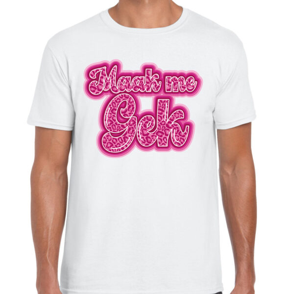 BD Verkleed T-shirt heren - maak me gek - wit - fout/goud/stout