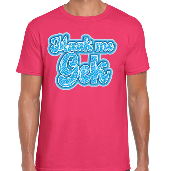 BD Verkleed T-shirt heren - maak me gek - roze - fout/goud/stout