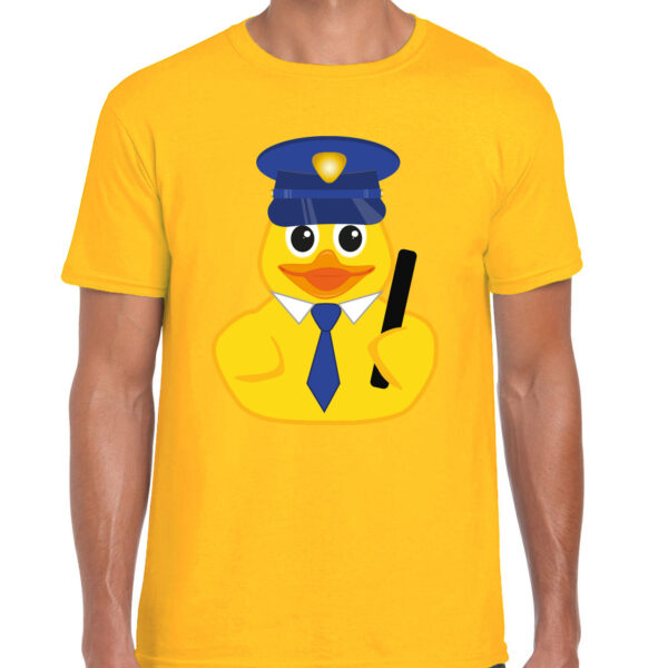 Verkleed T-shirt heren - geel - badeend politie - foute party/themafeest