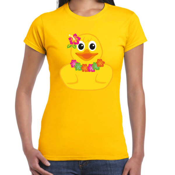 BD Verkleed T-shirt dames - geel - badeend tropical - fout/themafeest