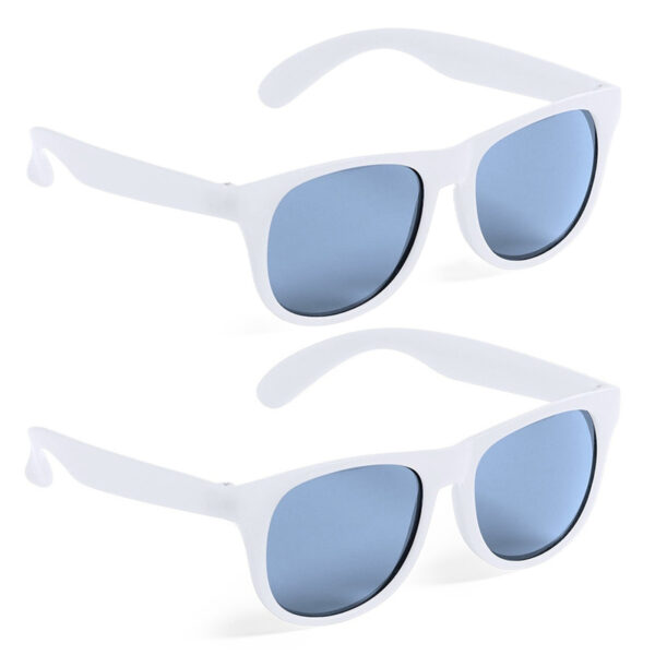 Party zonnebril - 2x - wit - kunststof - UV400 - verkleedbril voor volwassenen