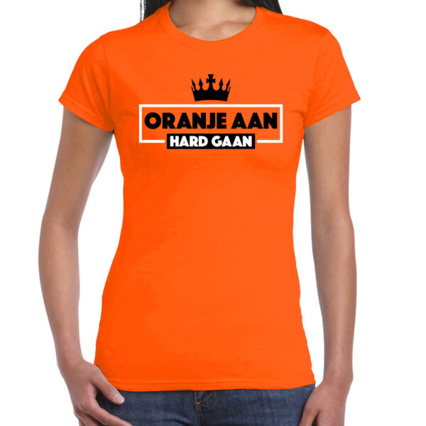 BD Koningsdag verkleed t-shirt - oranje aan hard gaan - oranje - dames