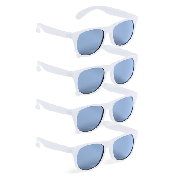 Party zonnebril - 4x - wit - kunststof - UV400 - verkleedbril voor volwassenen