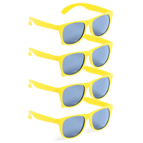 Party zonnebril - 4x - geel - kunststof - UV400 - verkleedbril voor volwassenen