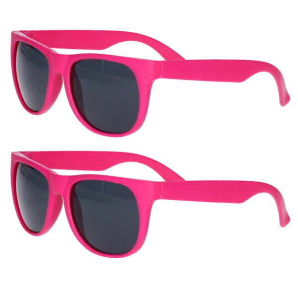 Party zonnebril - 2x - fuchsia roze - kunststof - UV400 - verkleedbril voor volwassenen
