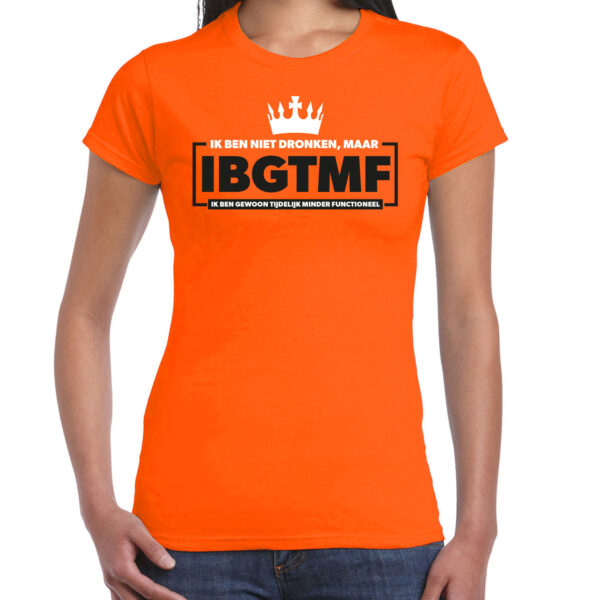 BD Koningsdag verkleed t-shirt - ik ben niet dronken - oranje - dames