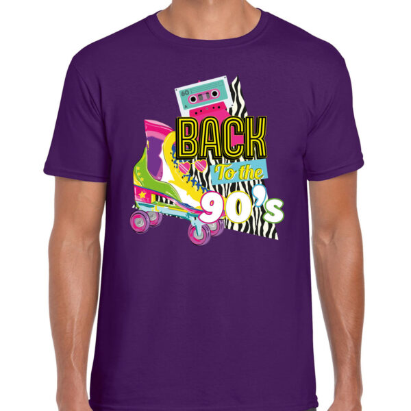 Verkleed T-shirt voor heren - back to the 90s - paars - jaren 90 - foute party - carnaval