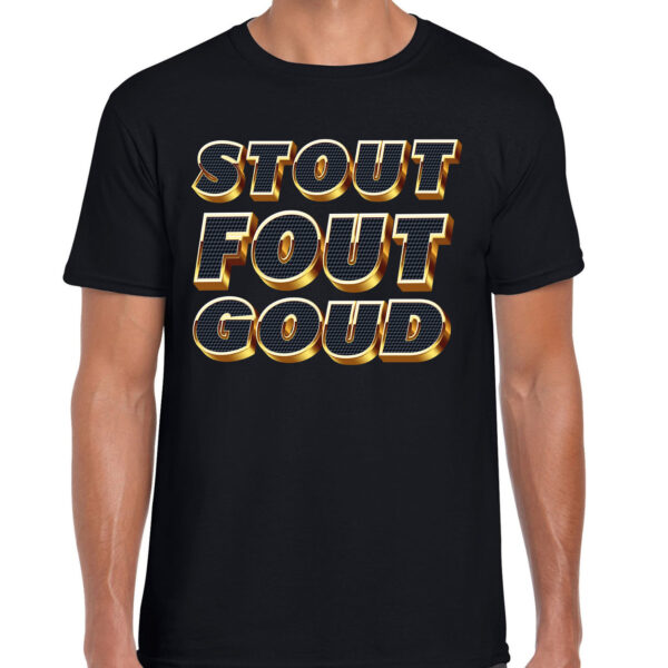 BD Verkleed T-shirt heren - STOUT - zwart - themafeest fout/goud/stout