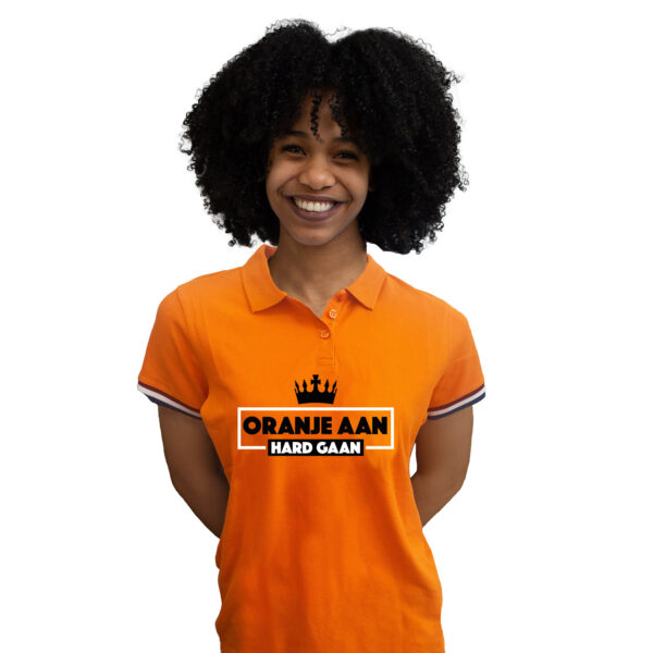 Koningsdag verkleed polo - oranje aan hard gaan - oranje - dames