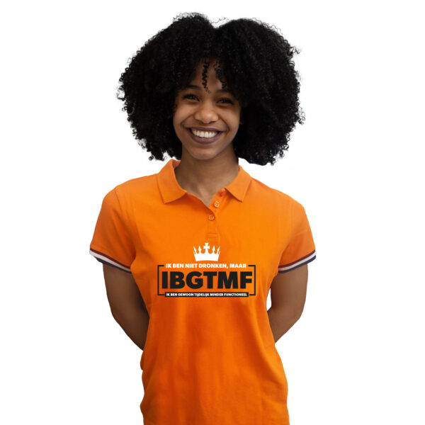 BD Koningsdag verkleed polo - ik ben niet dronken - oranje - dames