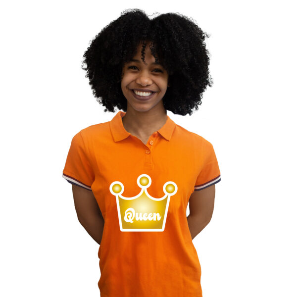 BD Koningsdag verkleed polo kroon - Queen - oranje - dames