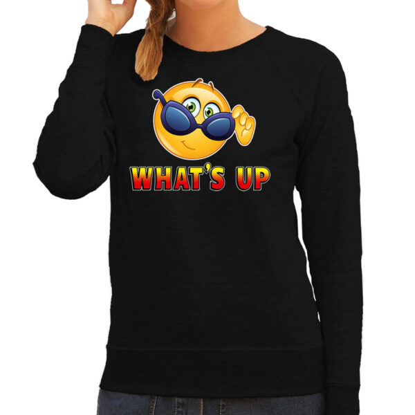 Whats up emoticon fun trui dames zwart