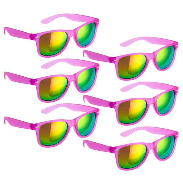 Hippe party zonnebril/feestbril met spiegelglazen - 6x - Paars - Verkleedbrillen