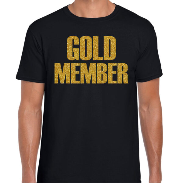 BD Verkleed T-shirt heren - gold member - zwart - glitter goud