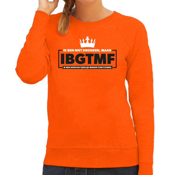 BD Koningsdag verkleed sweater - ik ben niet dronken - oranje - dames