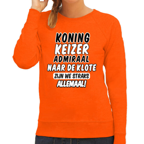 BD Koningsdag sweater - Koning Keizer Admiraal - oranje - dames