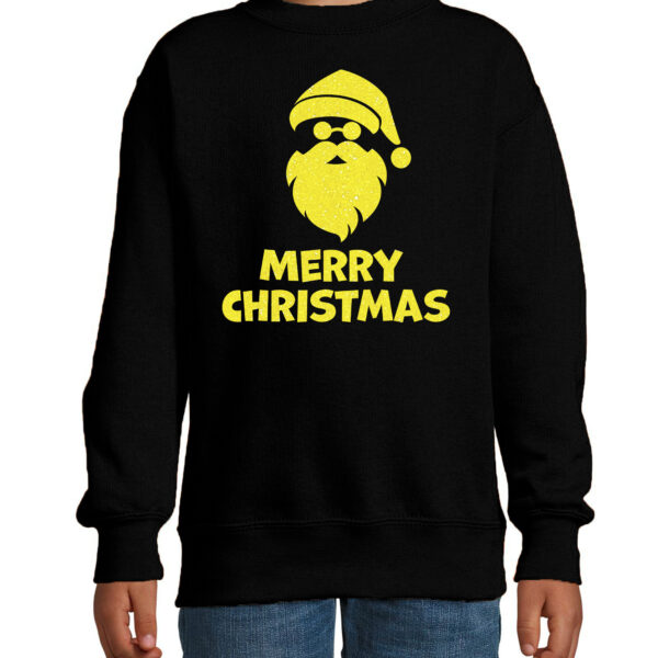 Kersttrui/sweater voor jongens/meisjes?- Merry Christmas?- zwart?- glitter geel