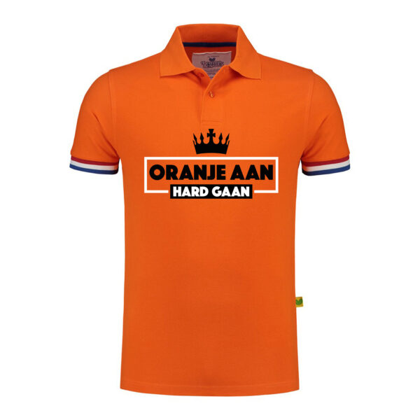 BD Koningsdag verkleed poloshirt heren - oranje aan hard gaan - oranje