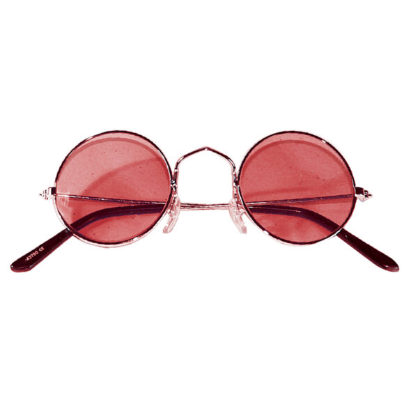 Party carnaval zonnebril - Hippie Flower Power - ronde glazen - rood