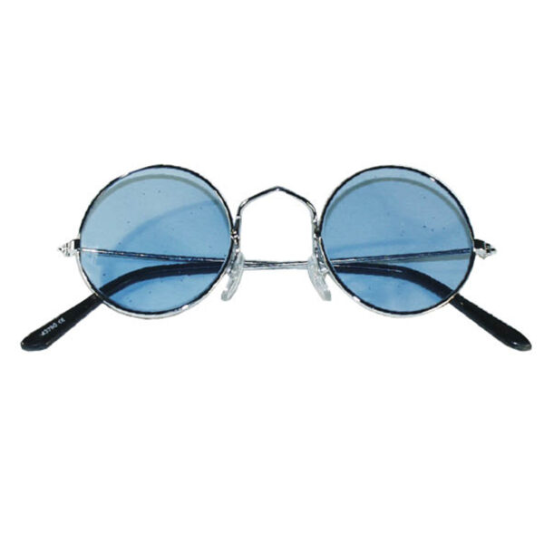 Party carnaval zonnebril - Hippie Flower Power - ronde glazen - blauw