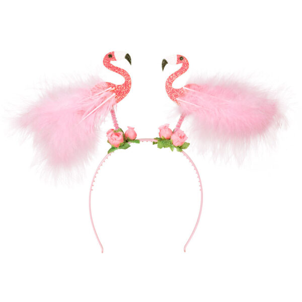Boland Carnaval verkleed Tiara/diadeem - flamingo roze - Hawaii thema