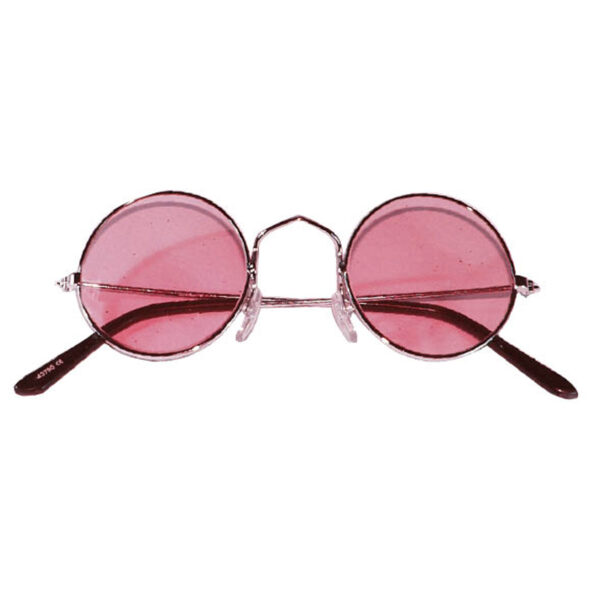 Faram Party carnaval zonnebril - Hippie Flower Power - rond - roze