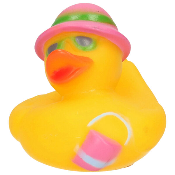 Badeendje strand - met hoed en tas - 5 cm - rubber