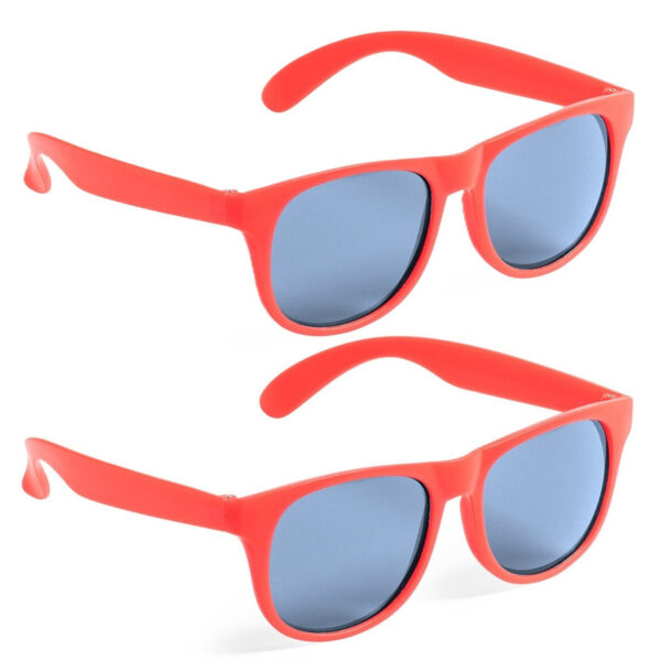 Party zonnebril - 2x - rood - kunststof - UV400 - verkleedbril voor volwassenen