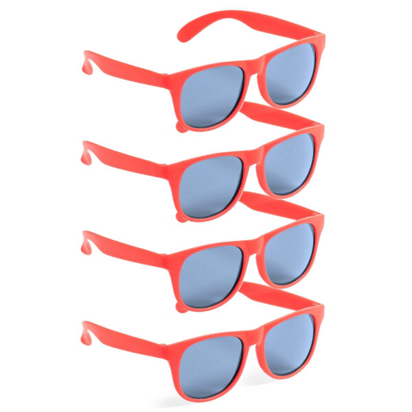 Party zonnebril - 4x - rood - kunststof - UV400 - verkleedbril voor volwassenen