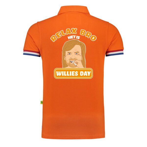 Koningsdag verkleed poloshirt heren - relax bro het is Willies day - oranje
