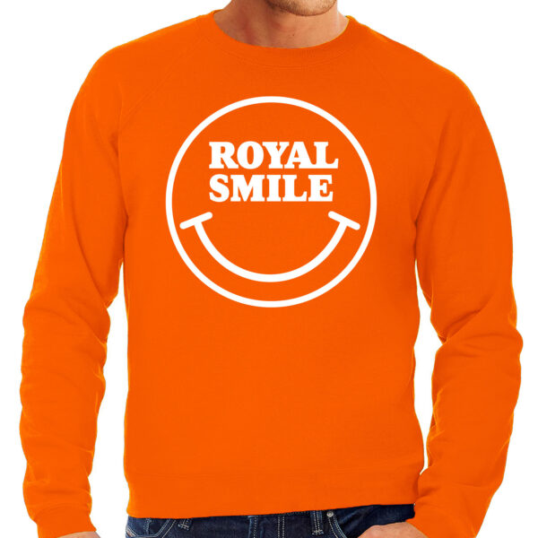 BD Koningsdag verkleed sweater heren - smiley - Royal smile - oranje