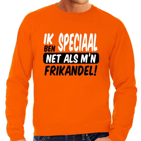 Koningsdag verkleed sweater heren - ik ben speciaal - oranje