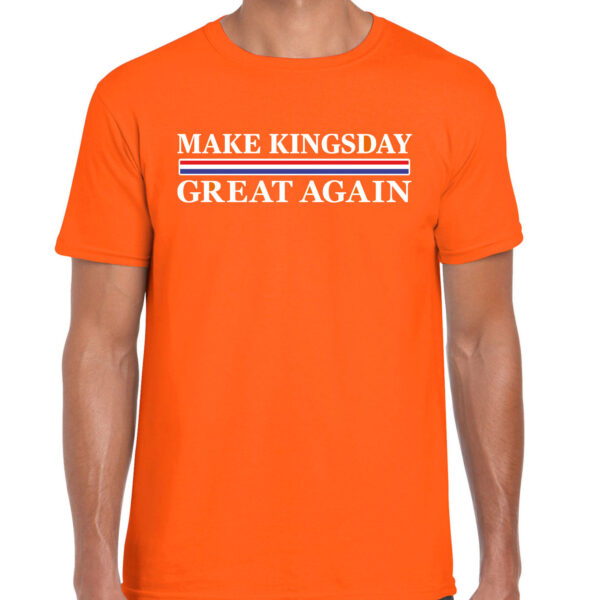 Koningsdag verkleed t-shirt heren - make Kingsday great again - oranje