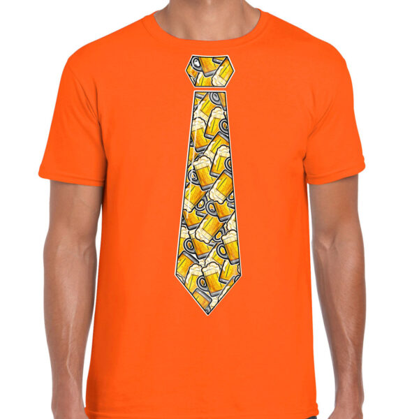 BD Koningsdag verkleed t-shirt heren - stropdas met bierglazen