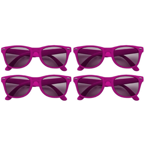 4x stuks fuchsia roze kunststof zonnebril/zonnenbril voor dames/heren