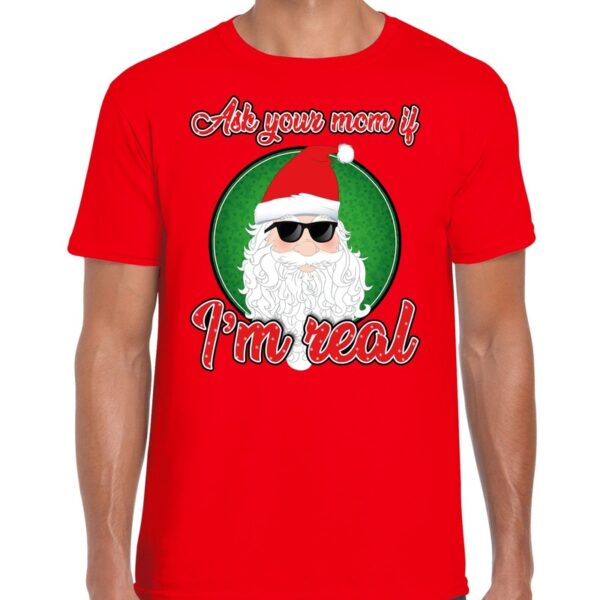 Fout kerst shirt stoere kerstman I am real rood voor heren