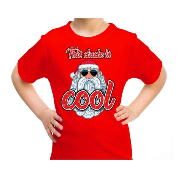 Rood t-shirt / kerstkleding this dude is cool met stoere santa voor kinderen