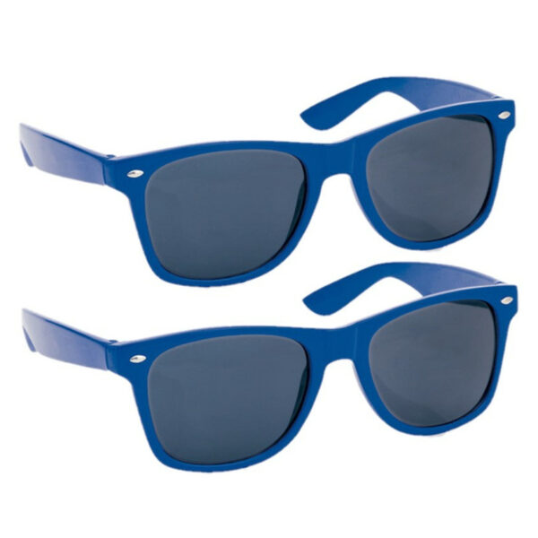 Hippe Party zonnebril - 2x - blauw - plastic - UV400 - verkleedbril - carnaval/verkleed