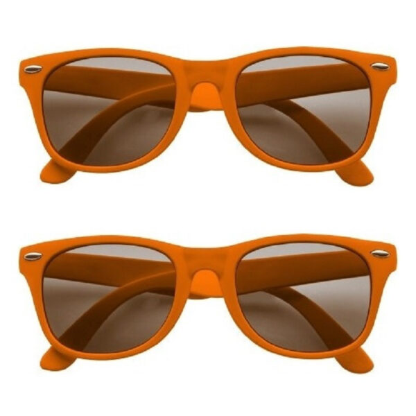 Set van 2x stuks oranje kunststof zonnebrillen voor dames/heren