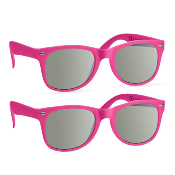 Party Zonnebril - 2x - fuchsia roze - hip design - volwassenen - carnaval/ verkleed