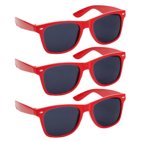 Party zonnebril - 4x - rood - plastic - UV400 - verkleedbril